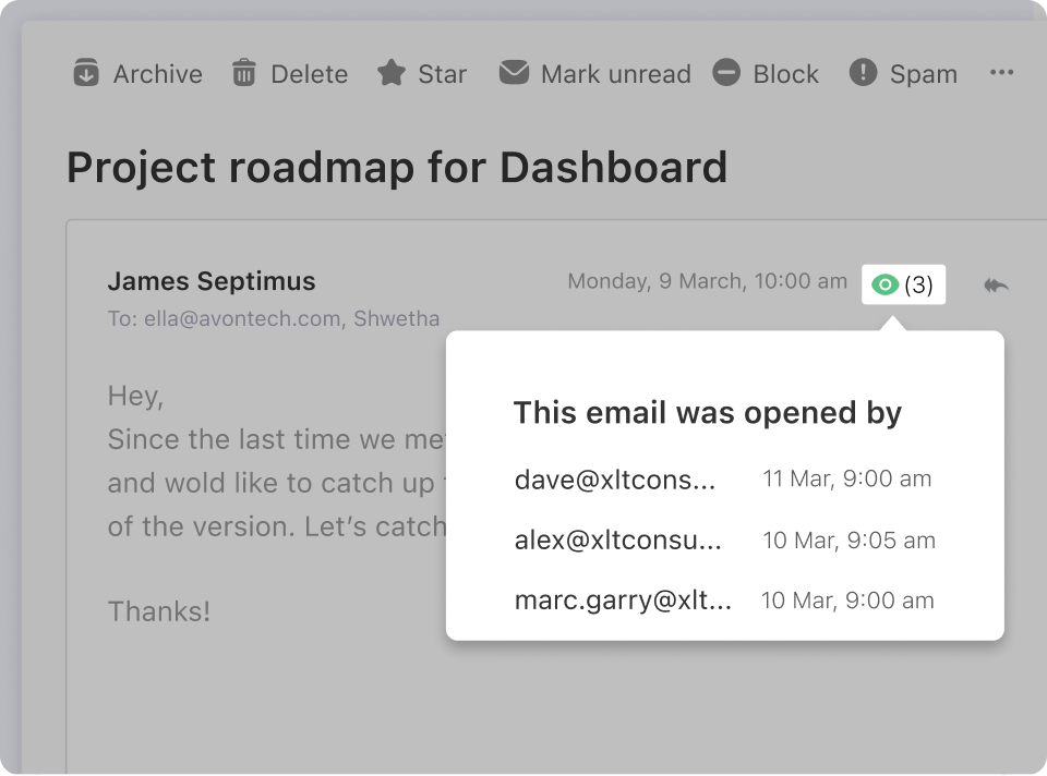 Read receipts feature