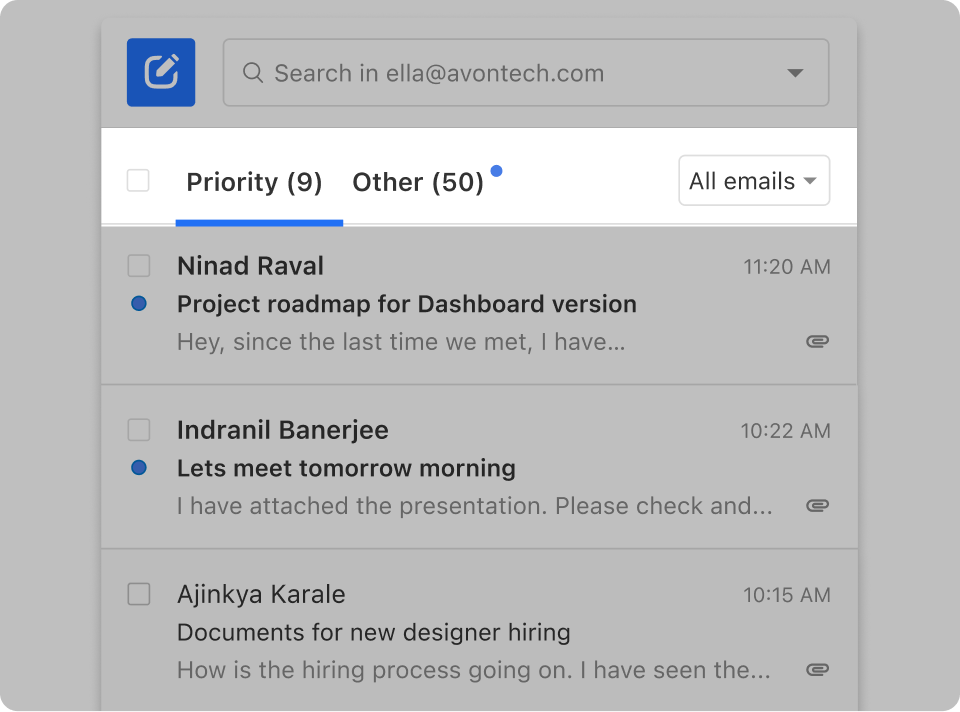 Priority inbox feature